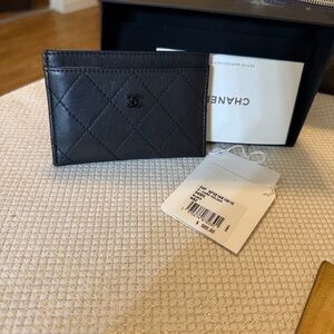CHANEL Quilted Black Card Holder